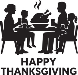 Happy Thanksgiving Family Gathering A heartwarming illustration of family togetherness celebrating Thanksgiving dinner, creating lasting memories around a festive table.
