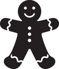 Gingerbread Man Cookie Silhouette | Black Vector for Holiday