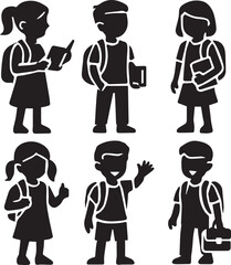 Back to School  Silhouette Illustrations of Happy Children Ready for Learning and Adventure