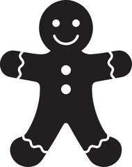 Gingerbread Man Cookie Silhouette | Black Vector for Holiday