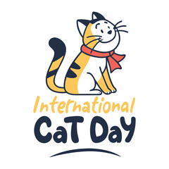 Happy Cat Illustration for World Cat Day Celebrations