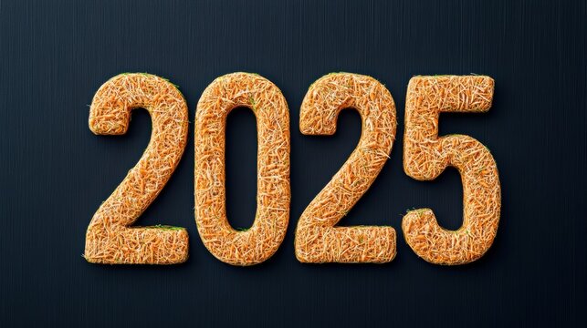 A creative depiction of the year 2025, crafted from textured materials, ideal for use in celebrations, promotional content, or social media posts related to future events or ideas,