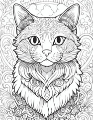 Cute Outline Cat Illustration