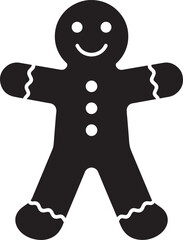 Gingerbread Man Cookie Silhouette | Black Vector for Holiday