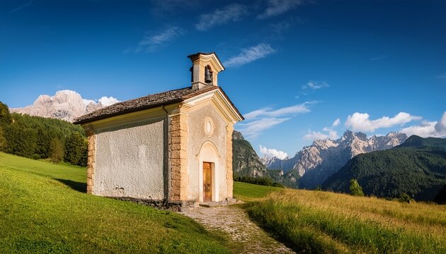 small chapel in landscape val codera lombardy italy