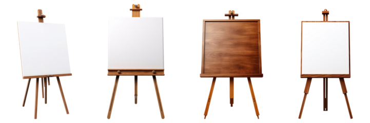 Collection of easel boards, isolated on a transparent background