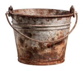 Rustic vintage bucket used for gardening still life nature