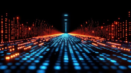 Digital pathway with vibrant glowing data streams