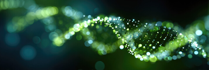 Abstract Futuristic Digital DNA Visualization on Deep Blue Background: Innovative Data Science and Technology Concept for Financial Communication and Analysis. AI-Generated Design for Business Present