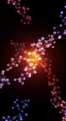 Abstract 3D Rendering of Molecule Structure Network Atomic Connection