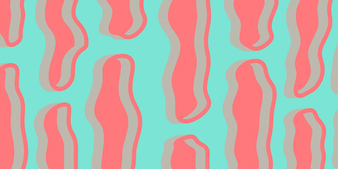 The whimsical design and soft color palette create a visually appealing and dynamic pattern, reminiscent of liquid blobs or stylized abstract waves.