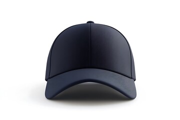 3D Render Of Navy Black Baseball Cap White Background Mockup Template