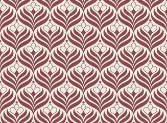 Abstract seamless pattern with art deco floral element. Geometric vector background.