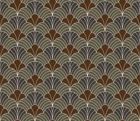 Abstract seamless pattern with art deco floral element. Geometric vector background.