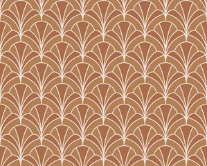 Abstract seamless pattern with art deco floral element. Geometric vector background.