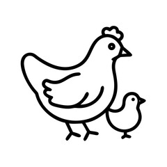 Fototapeta premium Hen and Chick Walking Together on a Sunny Day in an Outdoor Setting