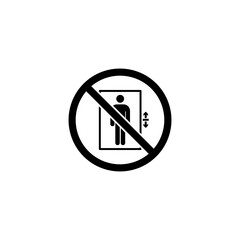Elevator icon. Elevator Up and Down Sign Board with People Icons. Symbols and Restrictions on Elevator Use.