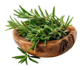 Harvesting fresh rosemary herb in rustic bowl kitchen culinary inspiration natural view