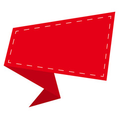 Red Tag Label on White Background &ndash; Promotional Sale Banner with Folded Ribbon Design