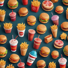 Vector illustration set of food icons including cake coffee candy cupcake bread chocolate hamburger sandwich croissant and breakfast meal perfect for bakery dessert restaurant design sweet cartoon art