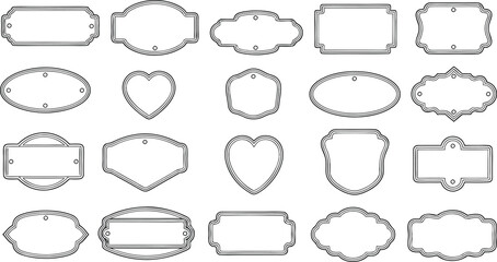 Obraz premium Collection of decorative blank labels and frames in various shapes for design and decoration
