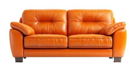 Stylish orange leather sofa in modern living room contemporary design cozy environment