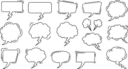 Obraz premium Collection of hand drawn vector comic speech bubbles in various shapes for communication and dialogue