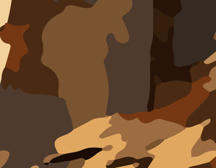 Brown Camouflage Abstract Background. Earth Tone Camo Texture Design. Dark Brown Military Camo Pattern. Abstract Forest Terrain Wallpaper. Woodland Camouflage Art Background. Organic Brown CamoSurface