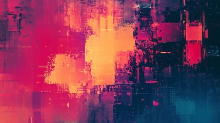 Abstract Digital Art with Red Yellow and Black