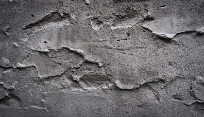 close up texture of a rough uneven and weathered gray concrete wall with irregular patches and shading variations