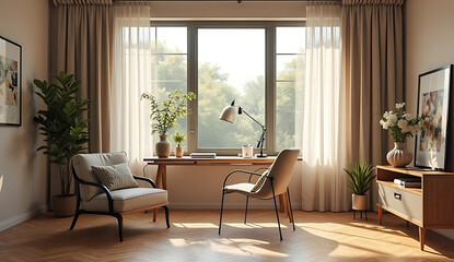 Fototapeta premium modern living room with fireplace
