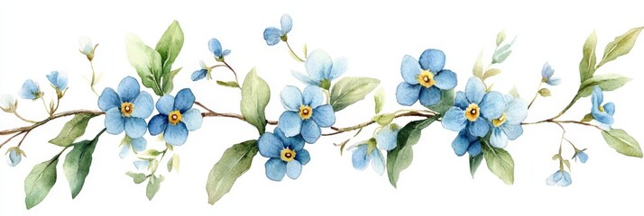 Watercolor painting of forget me nots branch