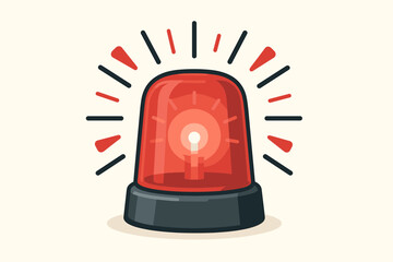 Flashing red alert light vector illustration. Emergency siren or beacon symbol. Concept for warning, danger, police alarm, or urgent notification. Security flasher icon.