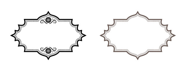 Iranian Tazhib Eslimi Floral Text Box Frame Vector. Ornamental Border Design	
