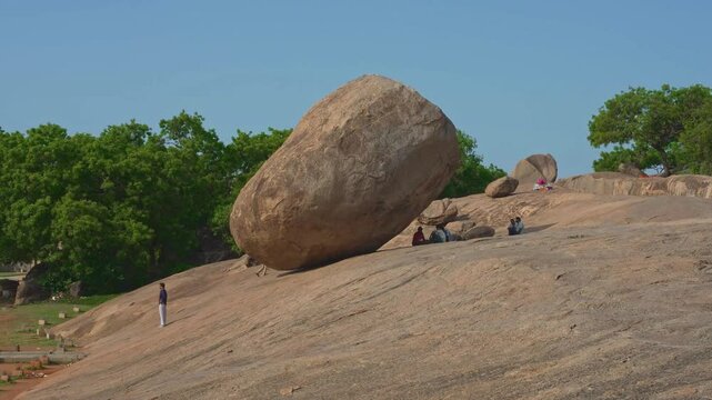 Krishna Butter Ball is UNESCO's World Heritage Site located at Mamallapuram or Mahabalipuram in Tamil Nadu, South India.Very ancient place in the world.
