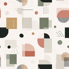 Abstract geometric shapes create modern pattern design in neutral colors.