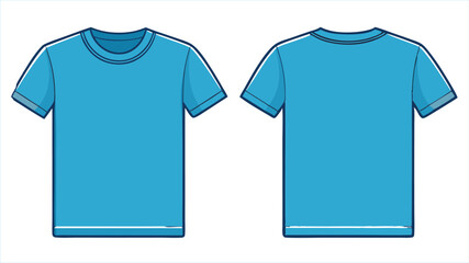 Light blue t shirt template front and back view isolated on white background