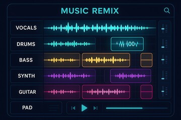 Digital Music Remix Interface with AI-Separated Tracks and Loops