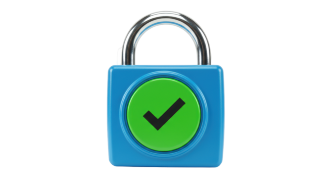 Isolated Padlock with Checkmark