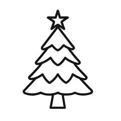Christmas Tree Outline Vector Icon, Festive Holiday Line Art
