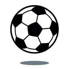 Fototapeta premium Black and White Football Silhouette Vector – Isolated Sports Icon, Soccer Ball Illustration