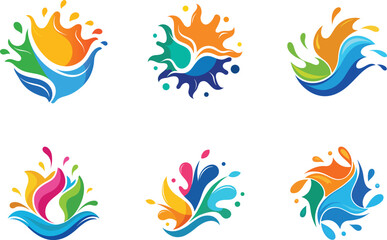 Obraz premium Vibrant Splash Logo Designs Perfect for Branding Water Nature and Energy Themes