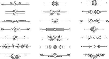 Set of decorative hand drawn dividers and page separators in elegant minimalistic styles