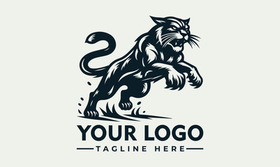 Dynamic engraved black and white illustration of a powerful lynx in a running pose. Wildlife and speed concept