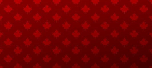 Red maple leaf pattern on dark background. Canada Day background. design for national celebrations and patriotism. Vector graphics.