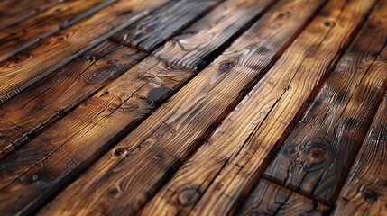 Obraz premium This image showcases a close-up of richly textured wooden floor planks, revealing the natural beauty and warmth of wood grain, perfect for interior design inspiration.