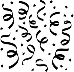 Obraz premium Black and White Confetti and Stars Clipart