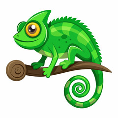 Realistic Green Chameleon Vector on White Background for National Reptile Day