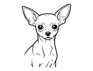 chihuahua dog face in minimalist black and white vector