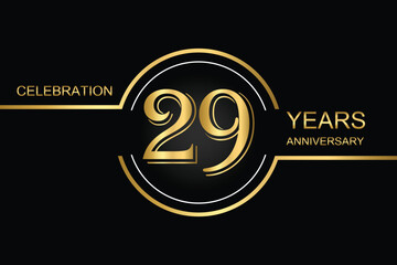 Luxury 29th anniversary celebration design with gold text on a dark background. Perfect for elegant event invitations, milestone banners, or corporate anniversary templates.